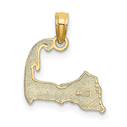 14K Yellow Gold Cape Cod Map Charm