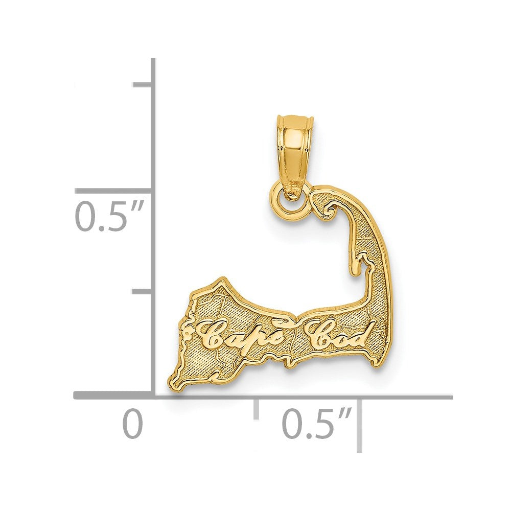 14K Yellow Gold Cape Cod Map Charm