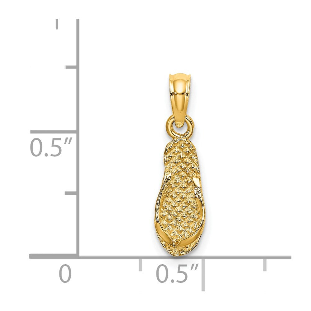 14K Yellow Gold 3D Captiva Flip-Flop Charm