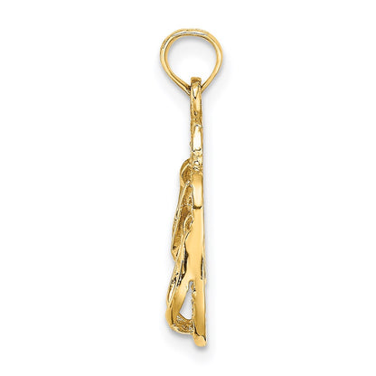 14K Yellow Gold 3D Destin, Florida Double Flip-Flop Charm