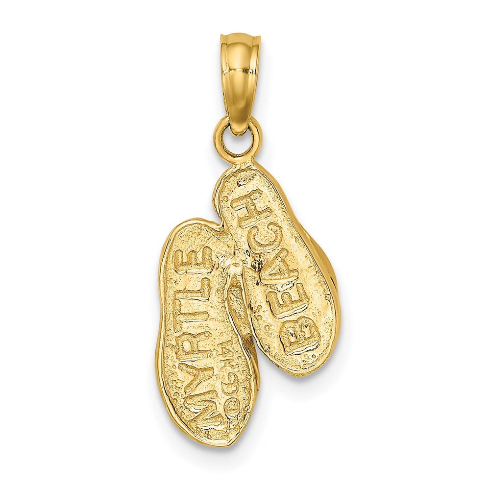 14K Yellow Gold 3D Myrtle Beach Flip-Flops Charm