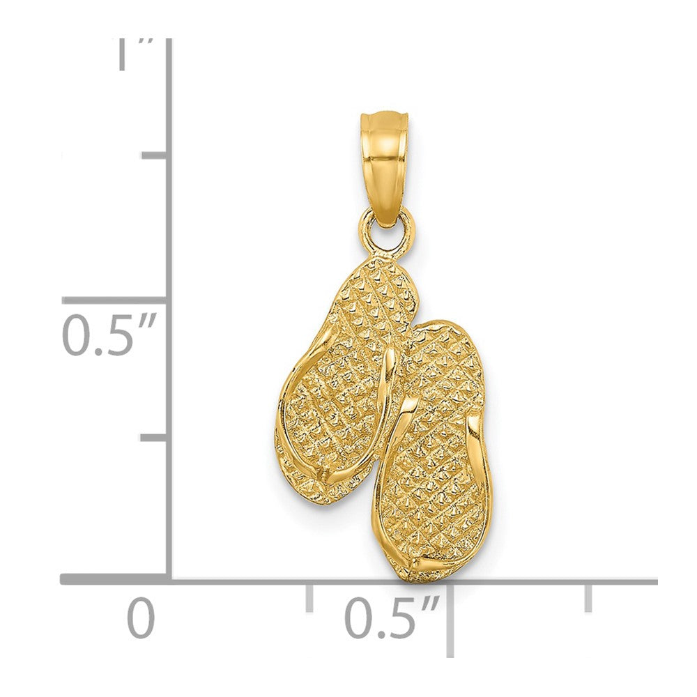 14K Yellow Gold 3D Myrtle Beach Flip-Flops Charm