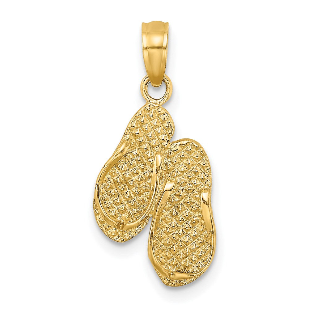 14K Yellow Gold 3D Myrtle Beach Flip-Flops Charm
