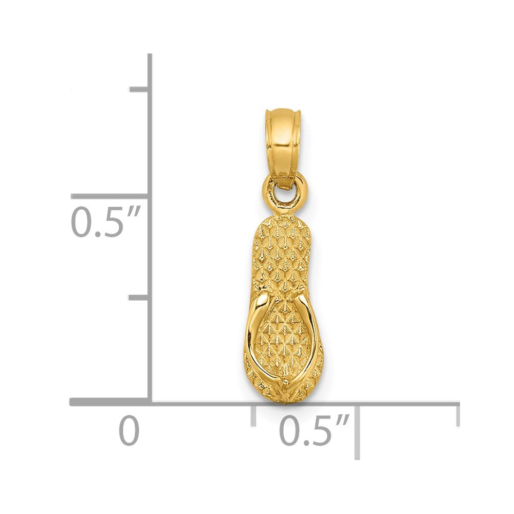 14K Yellow Gold 3D Myrtle Beach Single Flip-Flop Charm