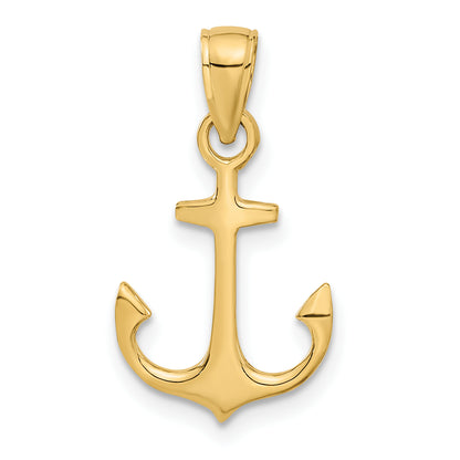 14K Yellow Gold Anchor Pendant