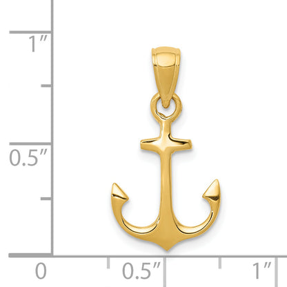 14K Yellow Gold Anchor Pendant