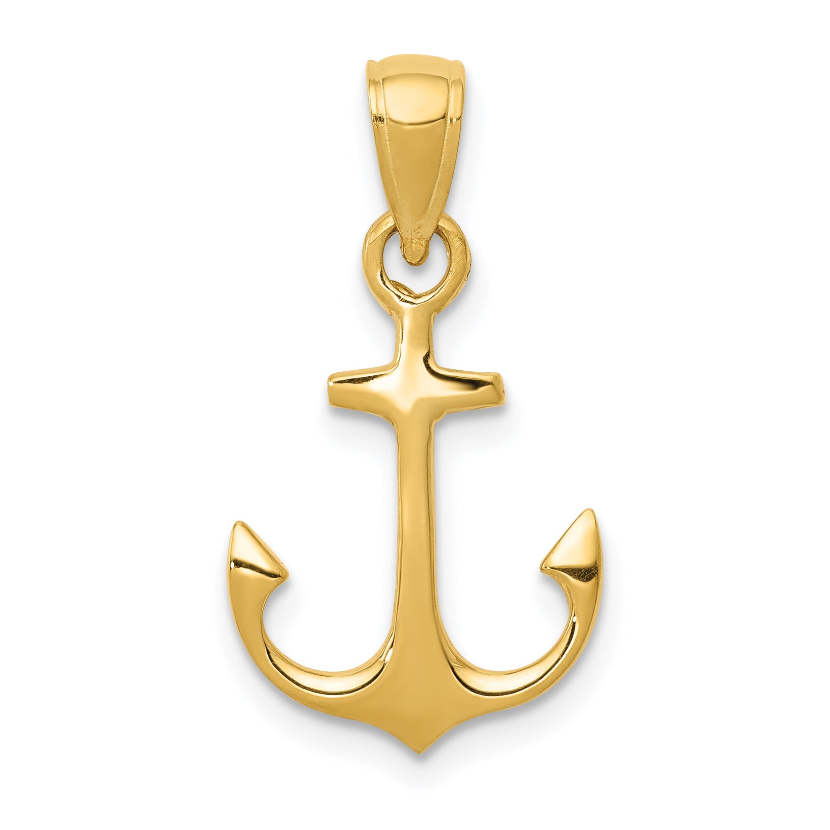 14K Yellow Gold Anchor Pendant