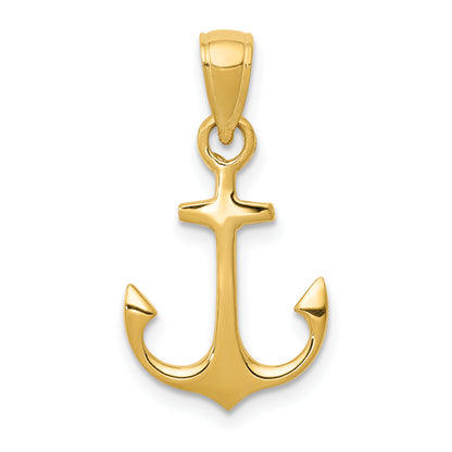 14K Yellow Gold Anchor Pendant