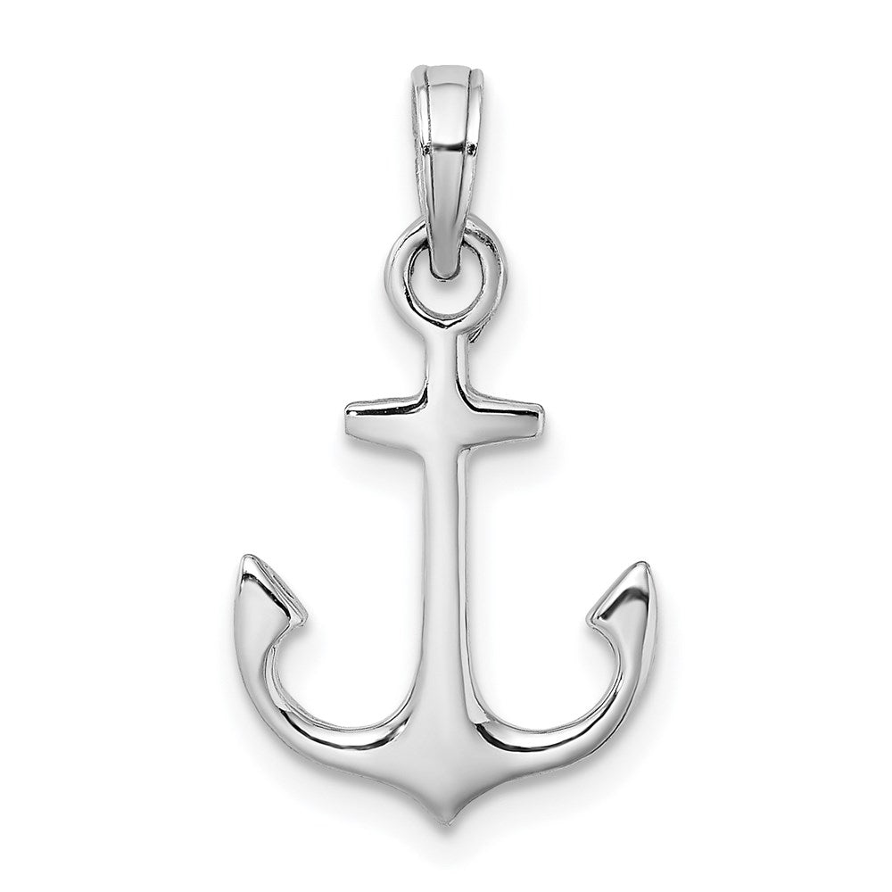 14K White Gold Anchor Pendant