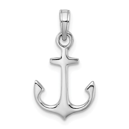 14K White Gold Anchor Pendant