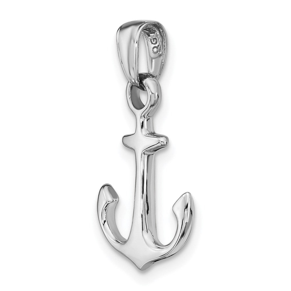 14K White Gold Anchor Pendant