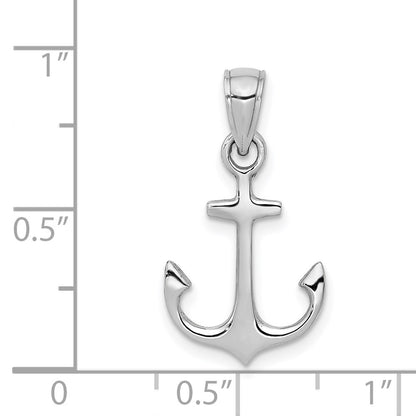 14K White Gold Anchor Pendant