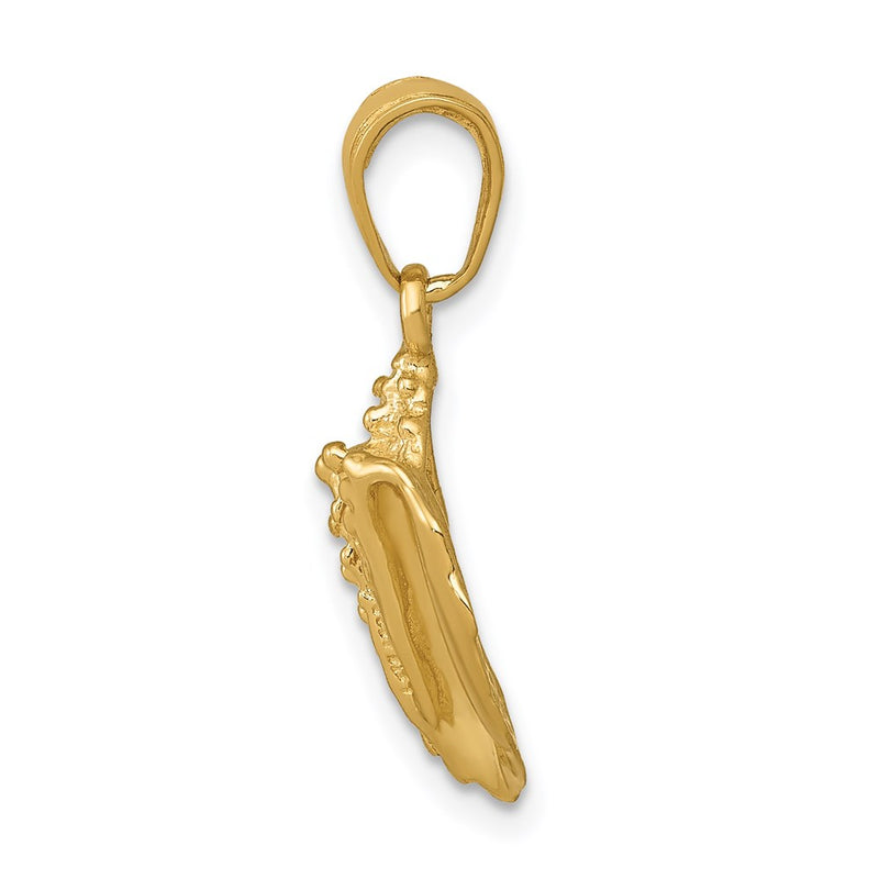 14K Yellow Gold Solid Polished Conch Shell Pendant