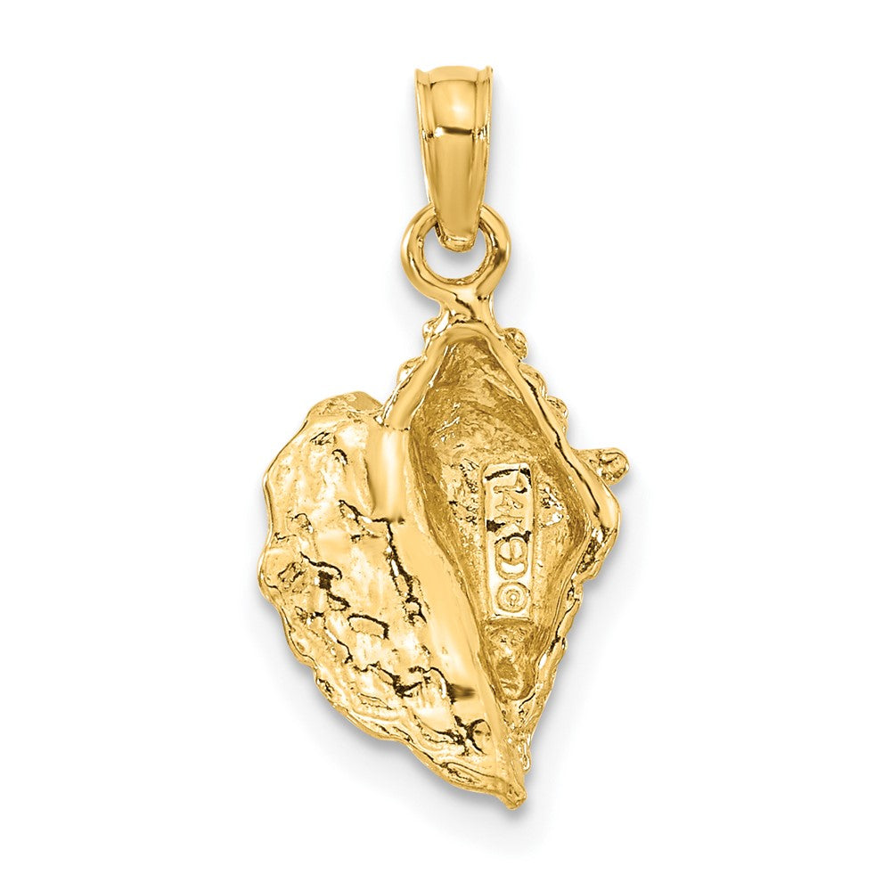 14K Yellow Gold Solid Polished Conch Shell Pendant