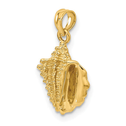 14K Yellow Gold Solid Polished Conch Shell Pendant