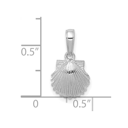 14K White Gold Scallop Shell Pendant