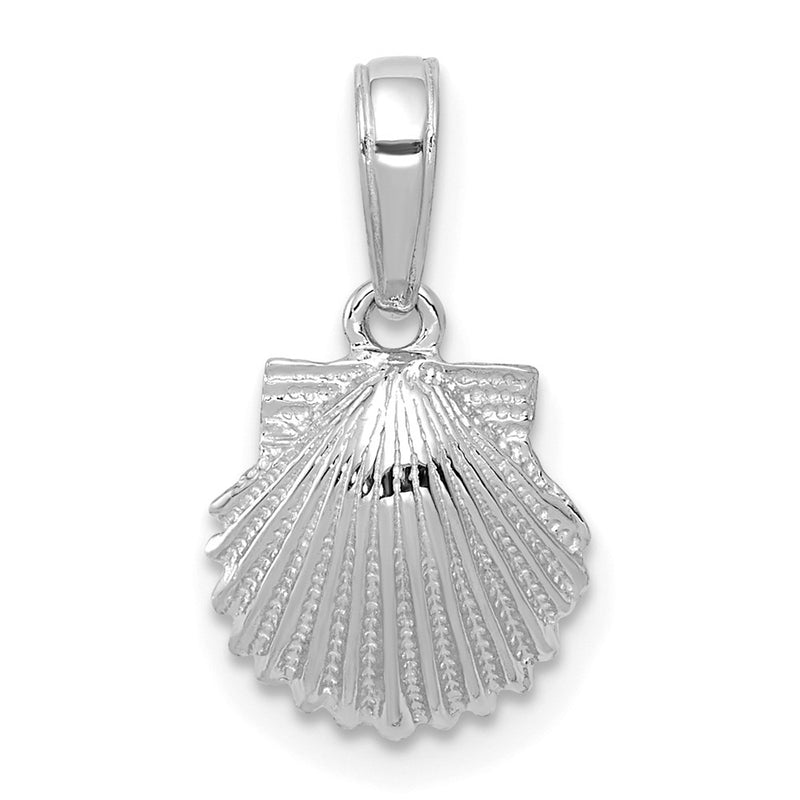 14K White Gold Scallop Shell Pendant