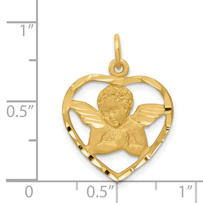 14K Yellow Gold Angel In Heart Charm