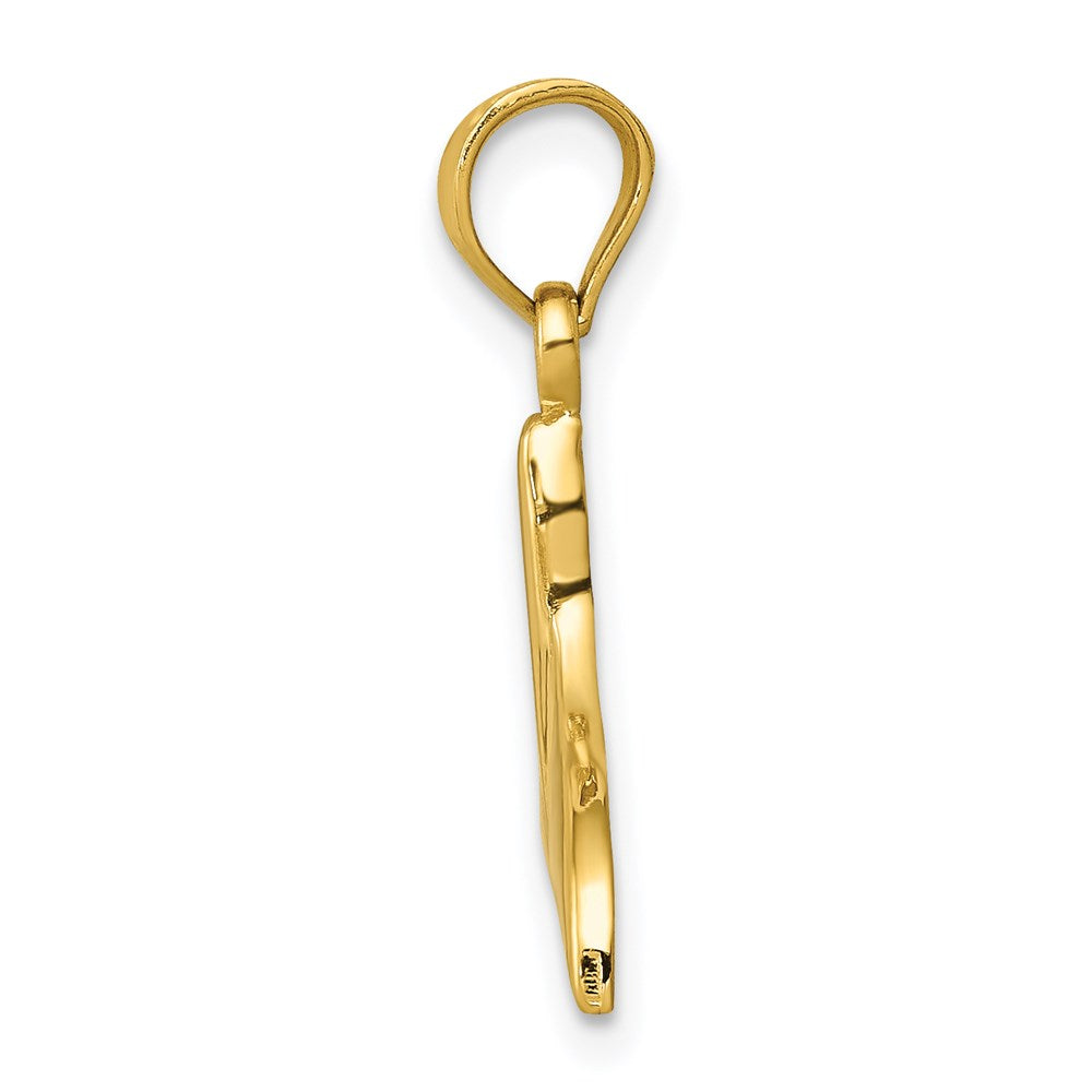 14K Yellow Gold Solid Polished Open-Backed Whale Tail Pendant