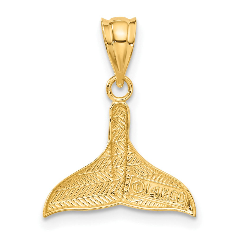 14K Yellow Gold Solid Polished Open-Backed Whale Tail Pendant