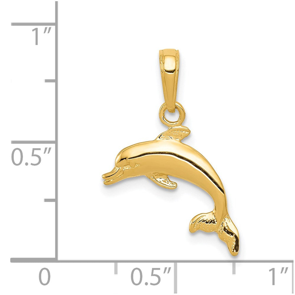 14K Yellow Gold Dolphin Jumping Pendant