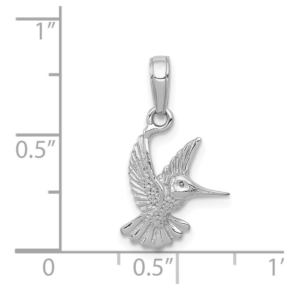 14K White Gold Hummingbird Pendant
