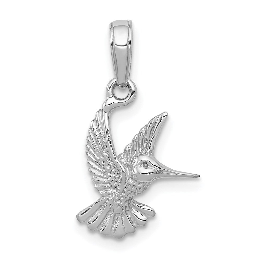 14K White Gold Hummingbird Pendant