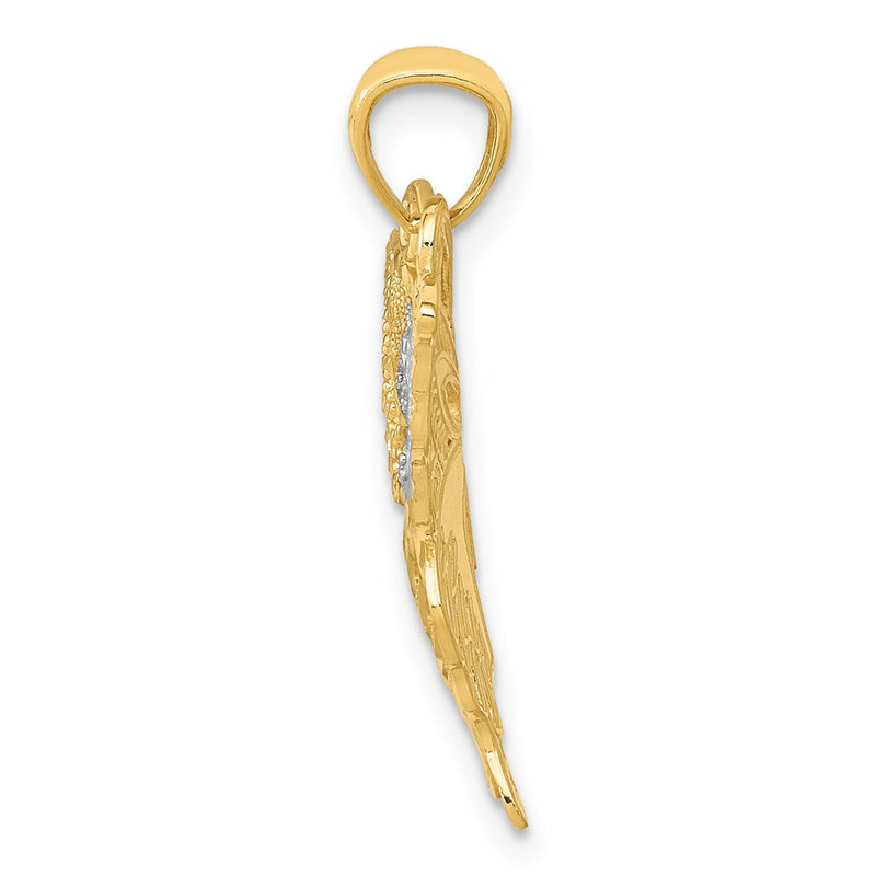 14K Yellow & Rhodium W/Rhodium Fancy Butterfly Pendant