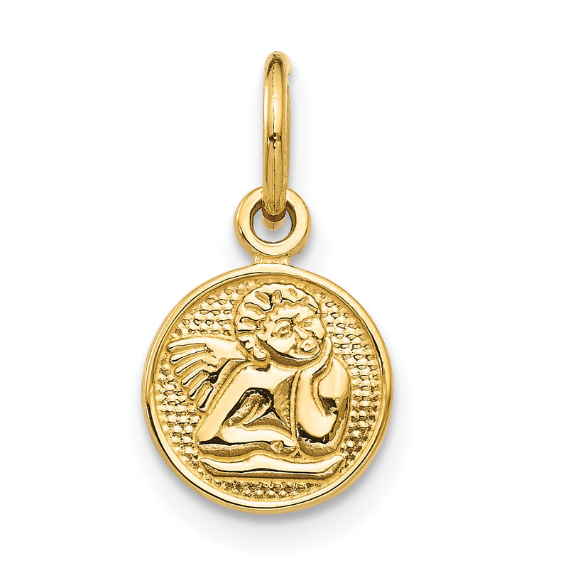 14K Yellow Gold Small Polished Angel Charm