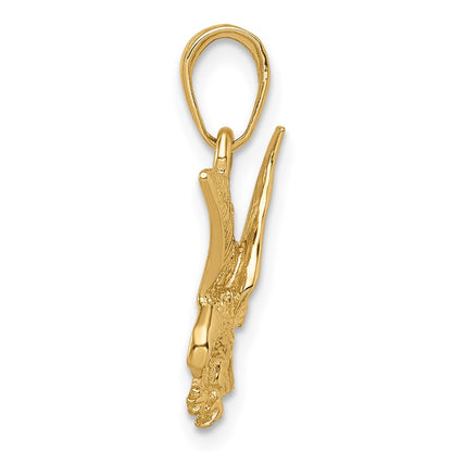14K Yellow Gold Eagle Landing Pendant