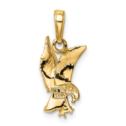 14K Yellow Gold Eagle Landing Pendant