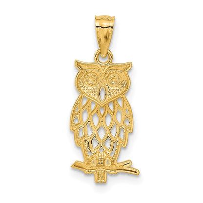 14K Yellow & Rhodium W/ Owl Pendant