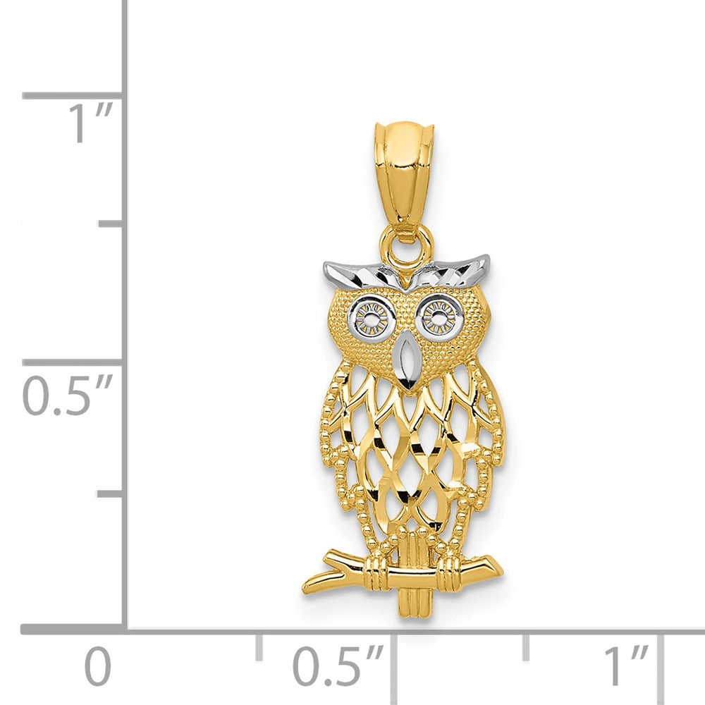14K Yellow & Rhodium W/ Owl Pendant