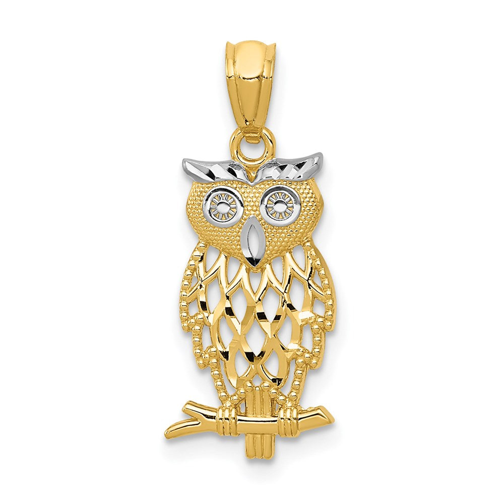 14K Yellow & Rhodium W/ Owl Pendant
