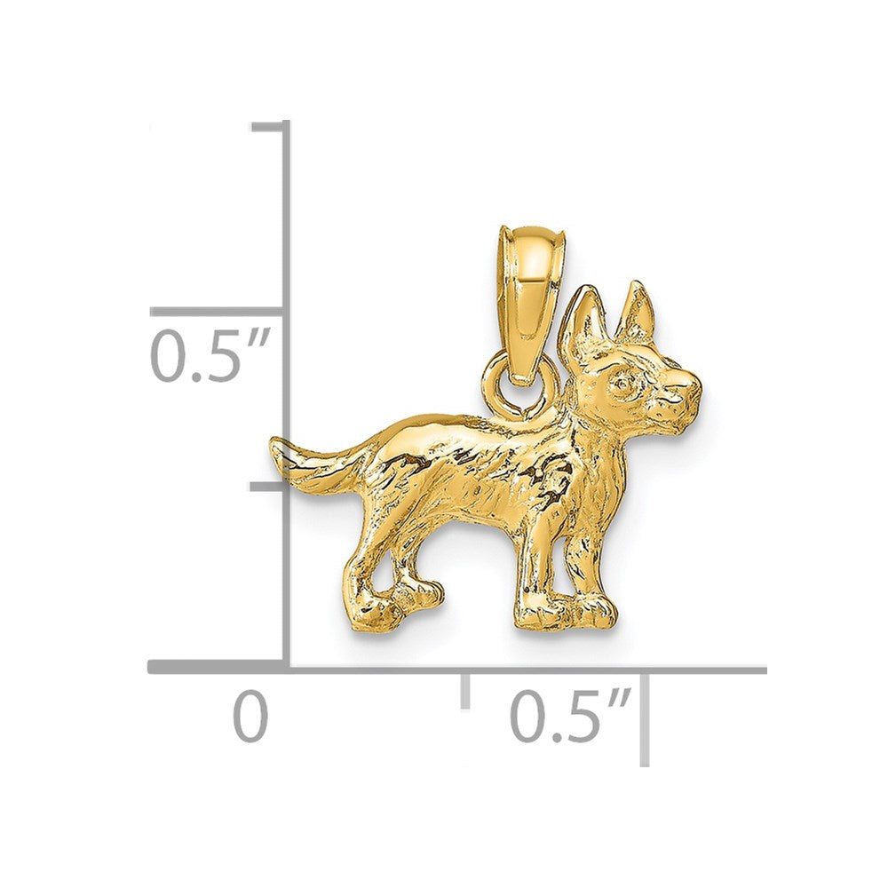14K Yellow Gold Terrier Dog Pendant