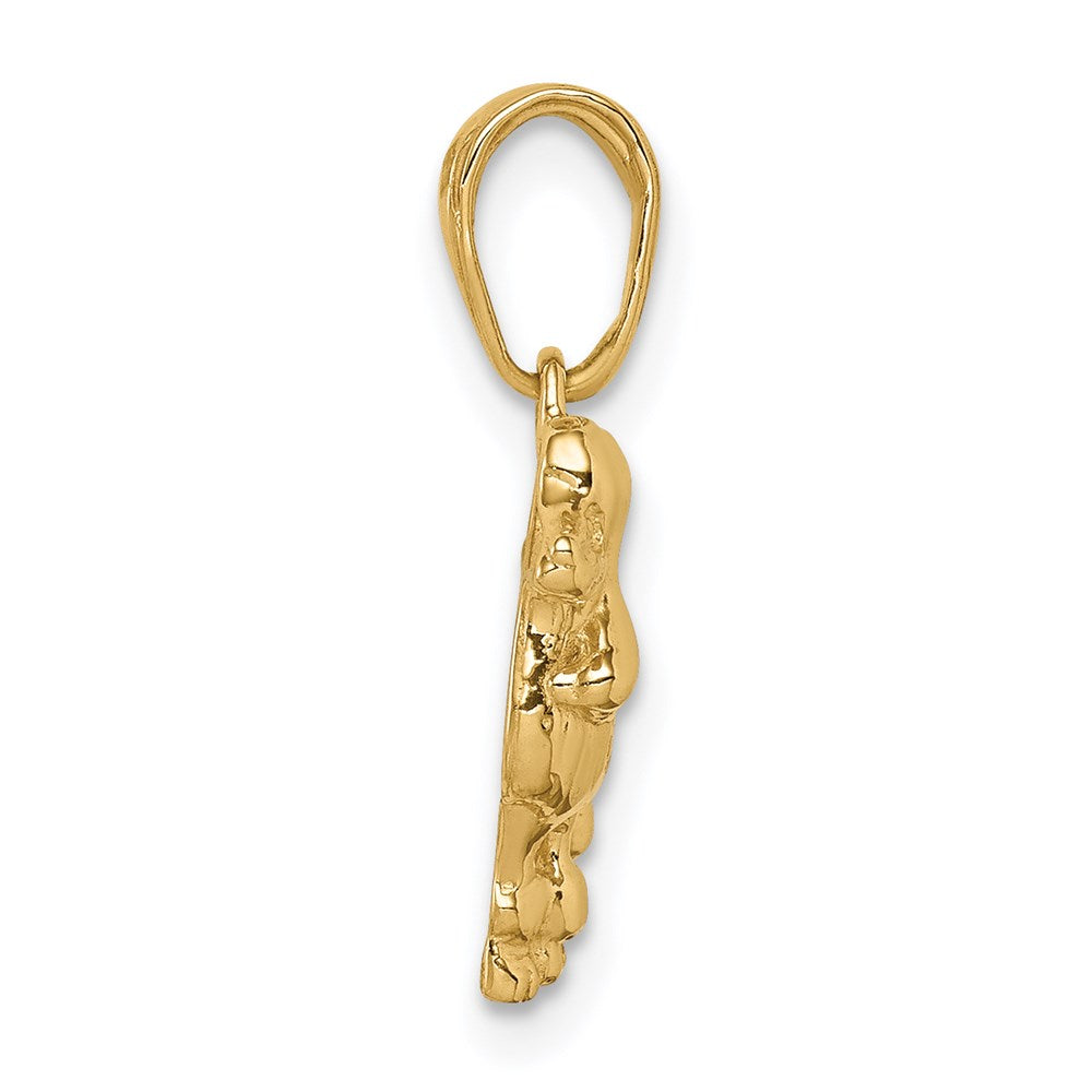14K Yellow Gold Poodle Dog Pendant