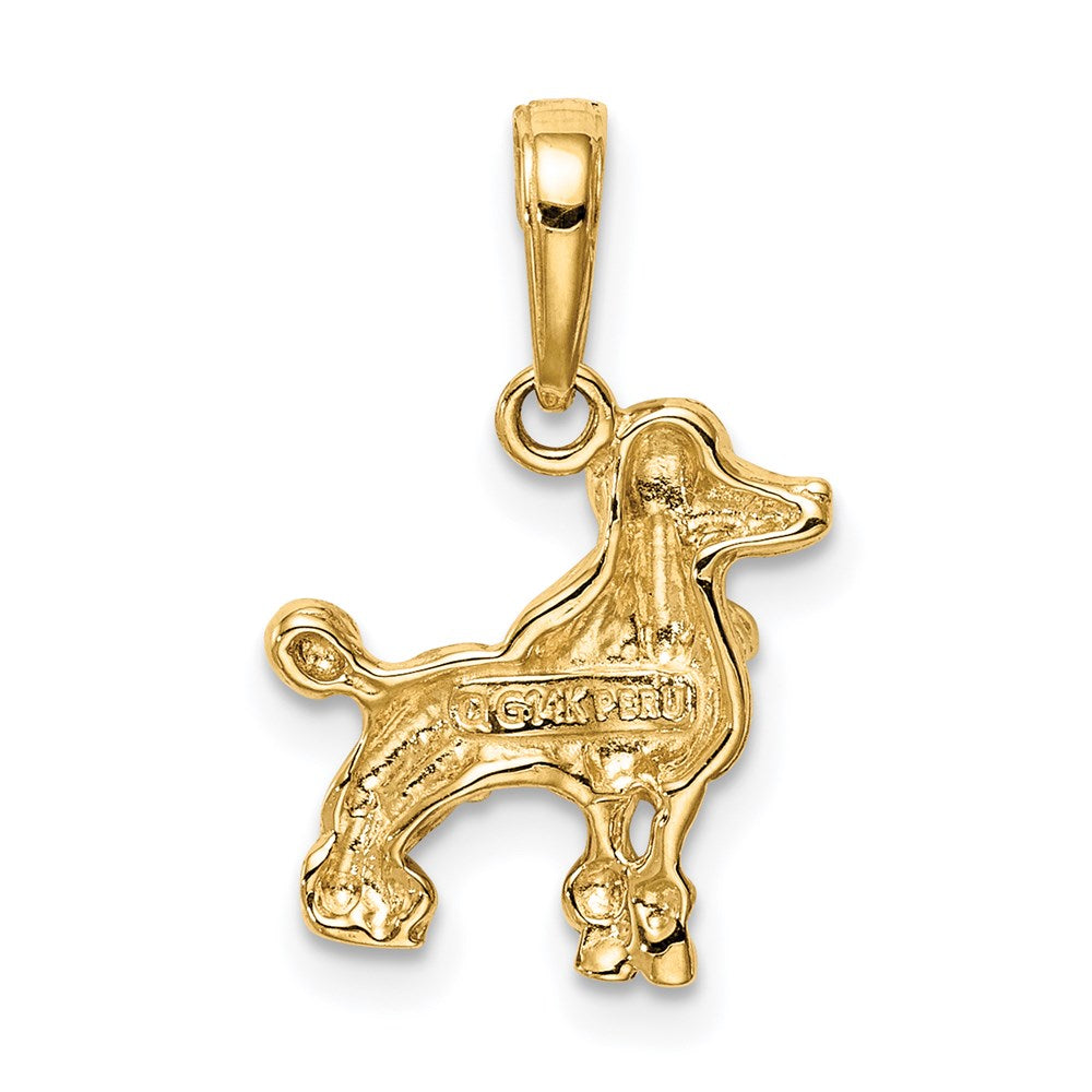 14K Yellow Gold Poodle Dog Pendant