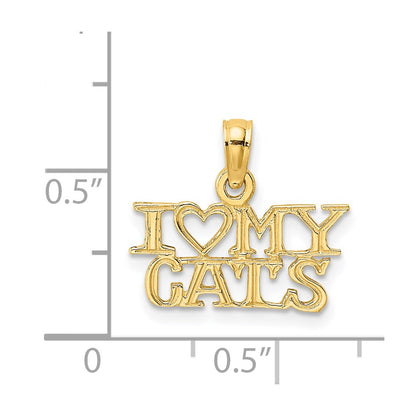 14K Yellow Gold I Heart My Cats Charm