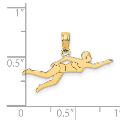 14K Yellow Gold Female Swimmer Charm