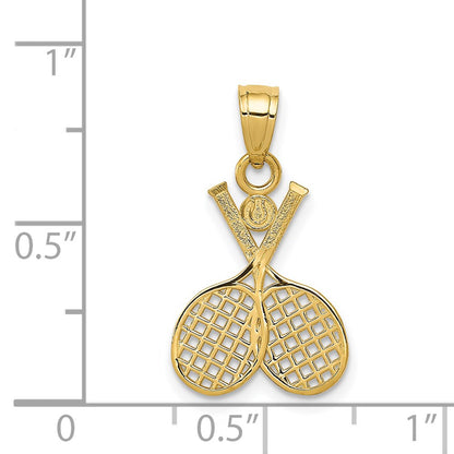 14K Yellow Gold Double Tennis Racquet Charm