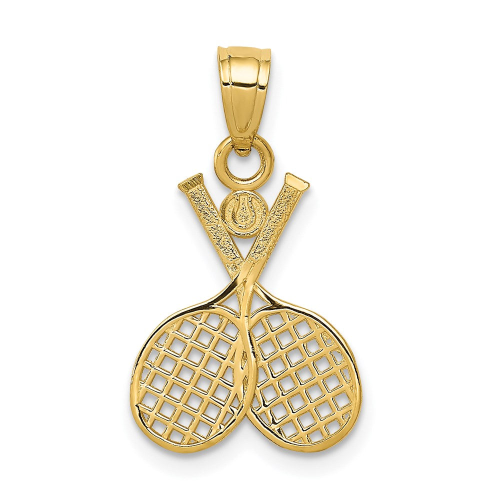 14K Yellow Gold Double Tennis Racquet Charm