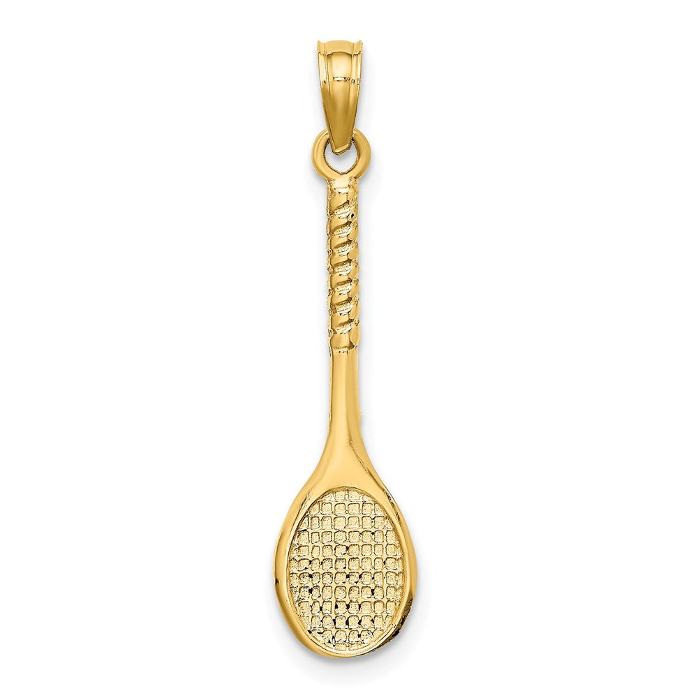 14K Yellow Gold 3-D Tennis Racquet Charm