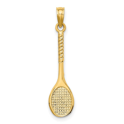 14K Yellow Gold 3-D Tennis Racquet Charm