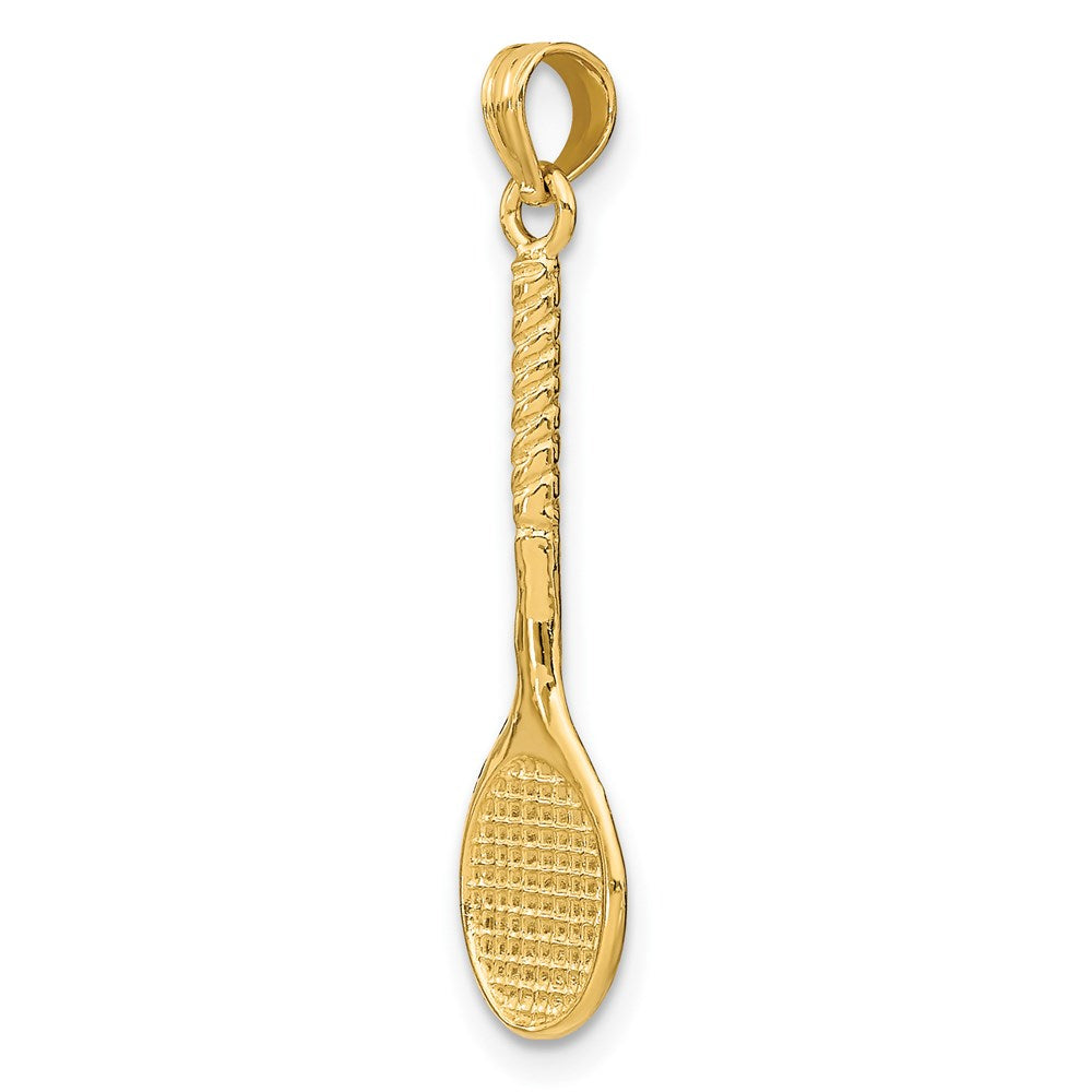 14K Yellow Gold 3-D Tennis Racquet Charm