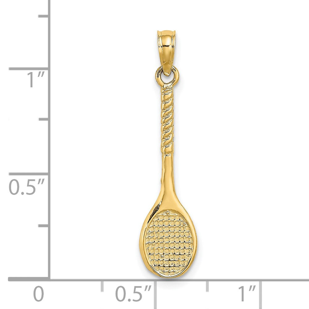 14K Yellow Gold 3-D Tennis Racquet Charm