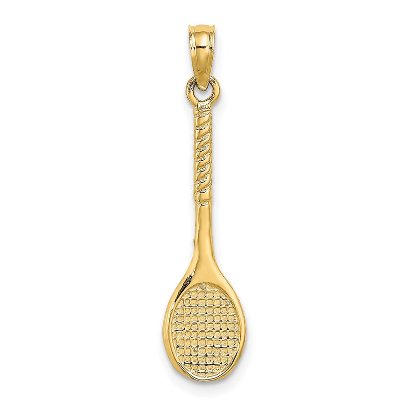 14K Yellow Gold 3-D Tennis Racquet Charm