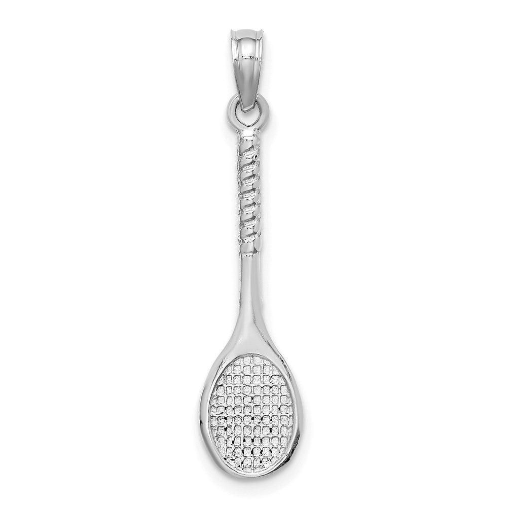14K White Gold 3-D Tennis Racquet Pendant