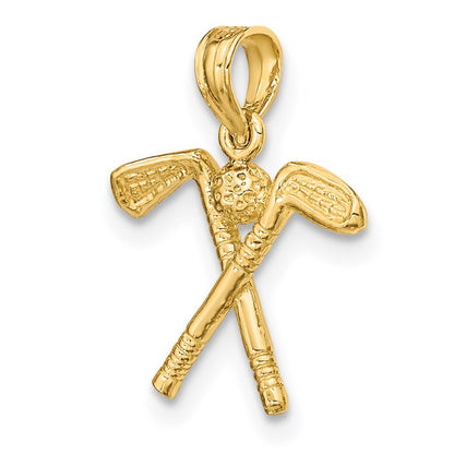 14K Yellow Gold 3-D Golf Clubs With Ball Charm