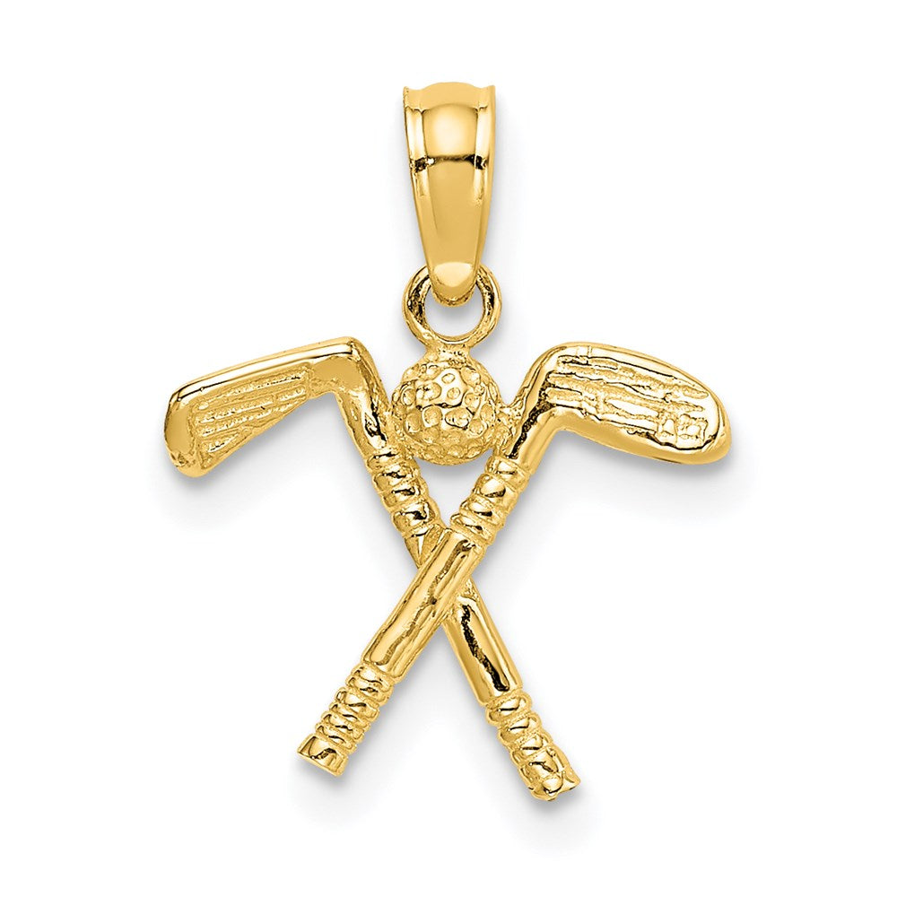 14K Yellow Gold 3-D Golf Clubs With Ball Charm