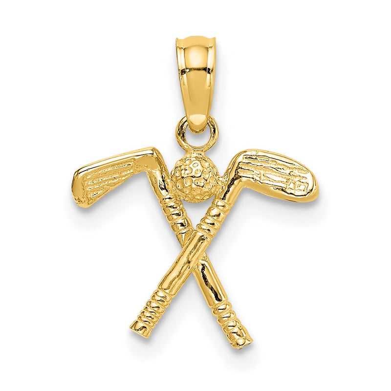 14K Yellow Gold 3-D Golf Clubs With Ball Charm